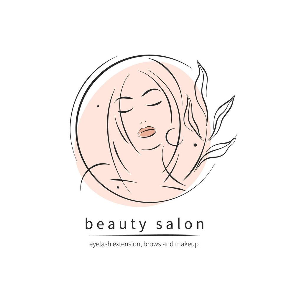 bellezza salone logo. bellissimo femmina viso. vettore illustrazione