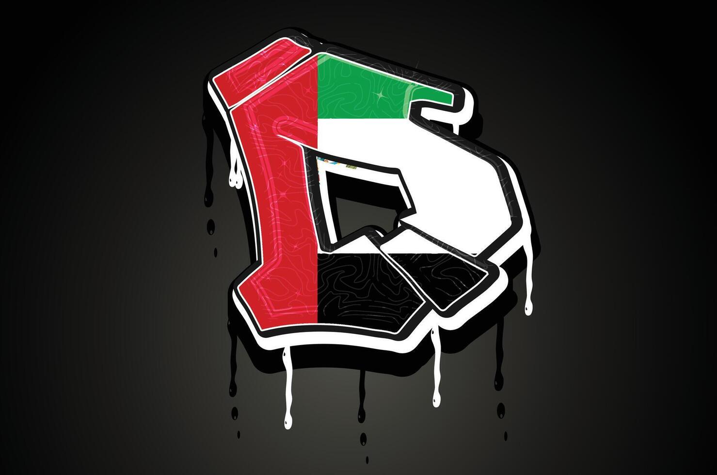 Emirati Arabi Uniti d mano lettering graffiti gocciolante vettore modello