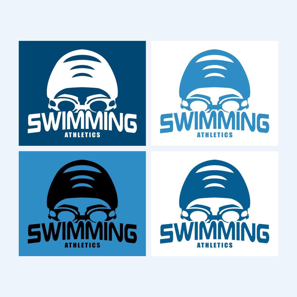 creativo Atletica nuoto logo con atleta portafortuna vettore