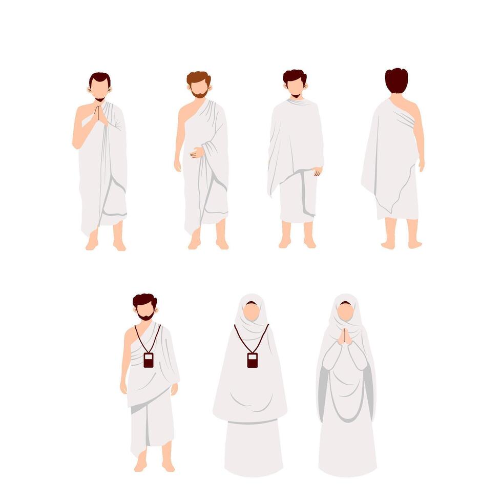 musulmano persone indossare ihram vettore