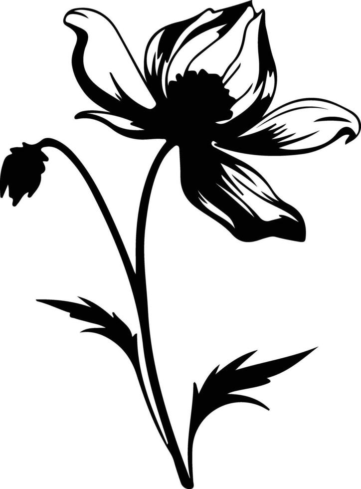 ai generato pasque fiore nero silhouette vettore