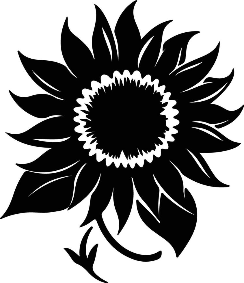 ai generato girasole nero silhouette vettore