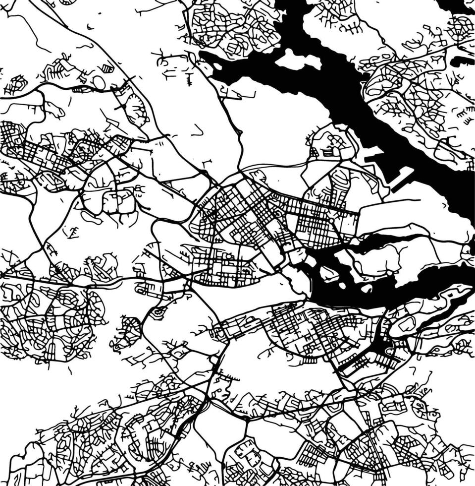 silhouette carta geografica di vasastan Svezia. vettore