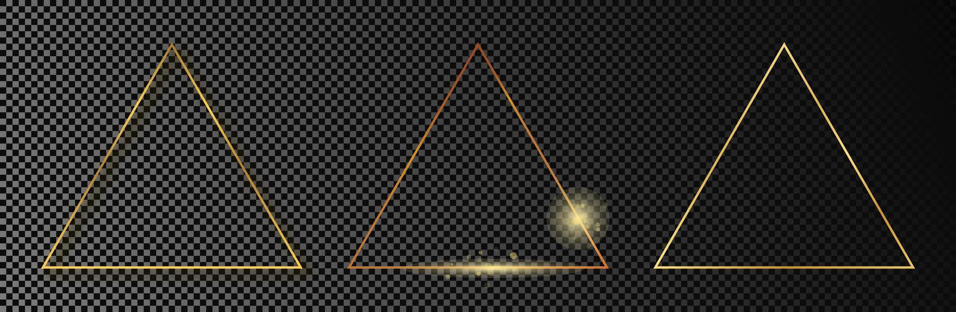 oro raggiante triangolo telaio vettore