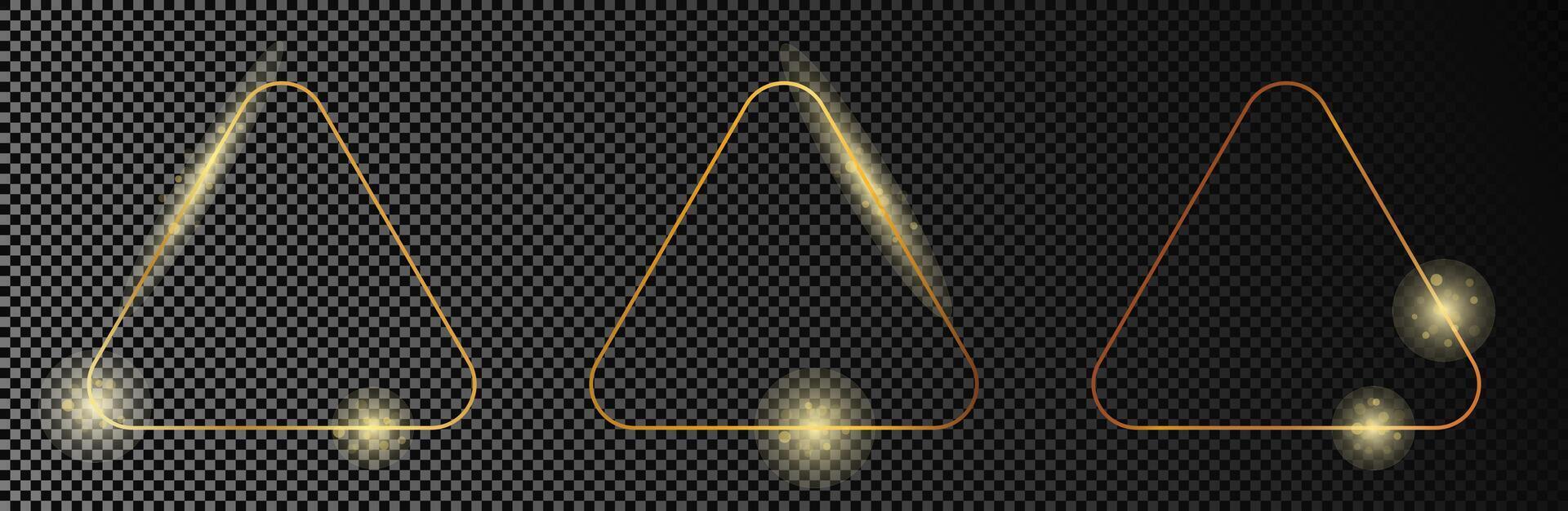 oro raggiante arrotondato triangolo telaio vettore