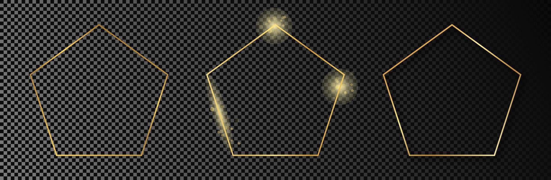 oro raggiante pentagono forma telaio vettore