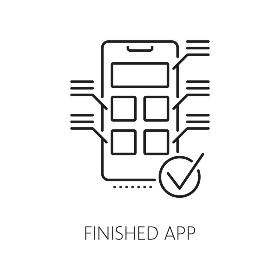 finito app, ragnatela sviluppare e ottimizzazione icona vettore
