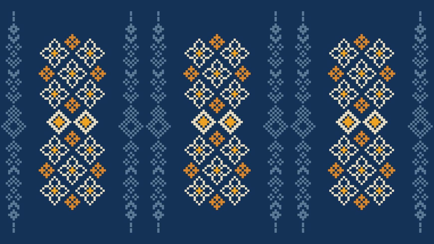 tradizionale etnico motivi ikat geometrico tessuto modello attraversare punto.ikat ricamo etnico orientale pixel Marina Militare blu sfondo. astratto, vettore, illustrazione. trama, sciarpa, decorazione, carta da parati. vettore