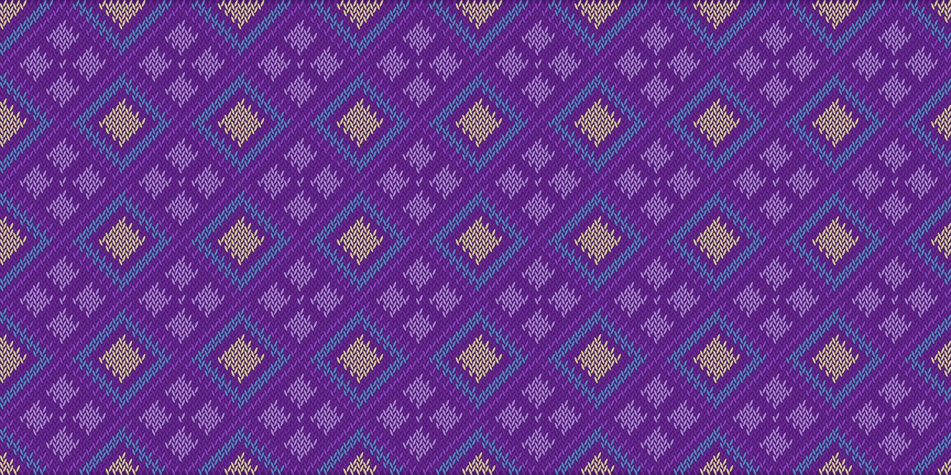 maglione maglieria modello, vettore etnico ricamo jacquard sfondo, viola a maglia concetto zigzag stile