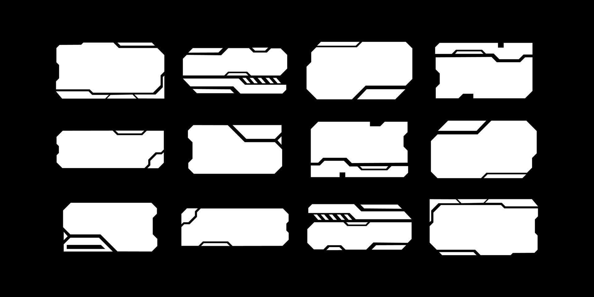 futuristico interfaccia ui elementi. olografico hud utente interfaccia elementi, alto Tech barre e cornici. hud interfaccia icone vettore illustrazione impostare. rettangolare forma frontiere