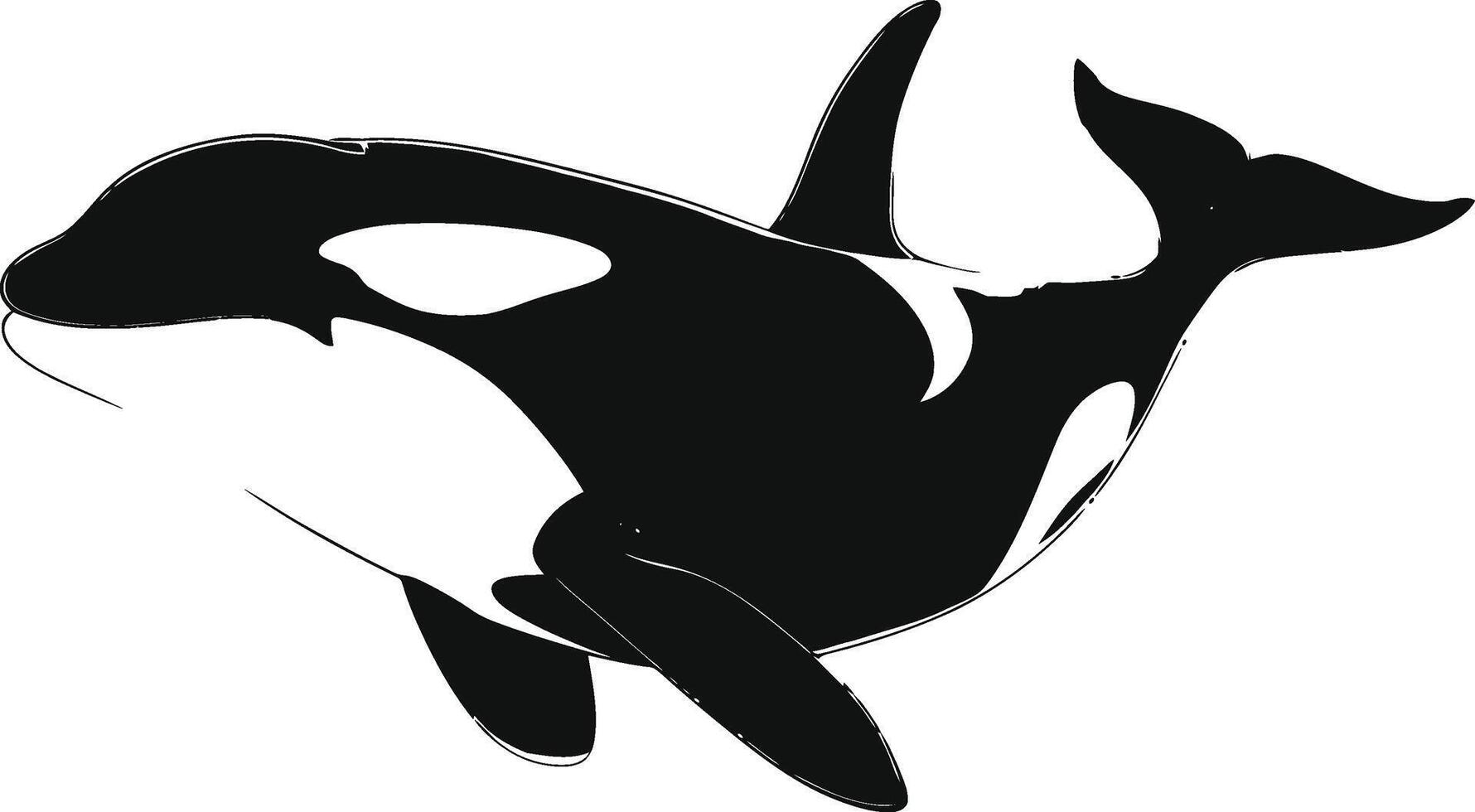 ai generato silhouette il orca o uccisore balena nero colore solo vettore