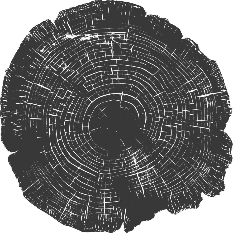 ai generato silhouette albero anelli legna nero colore solo vettore