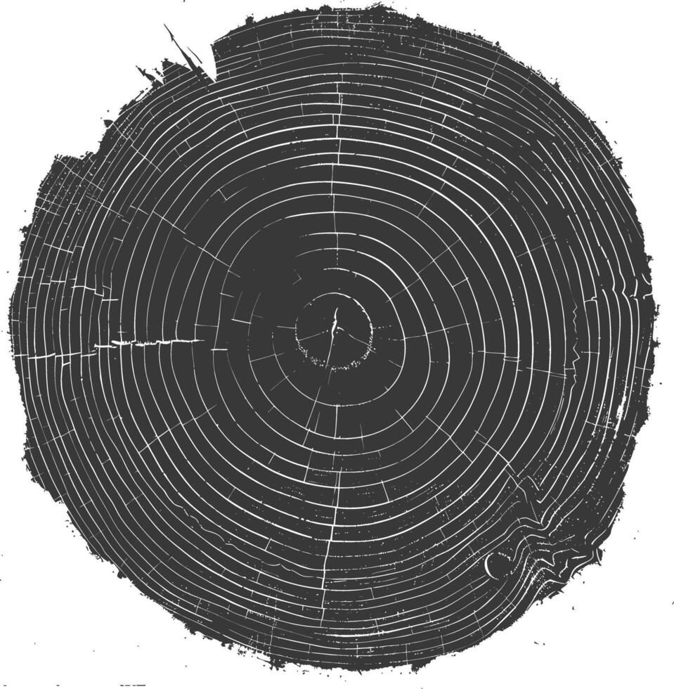 ai generato silhouette albero anelli legna nero colore solo vettore