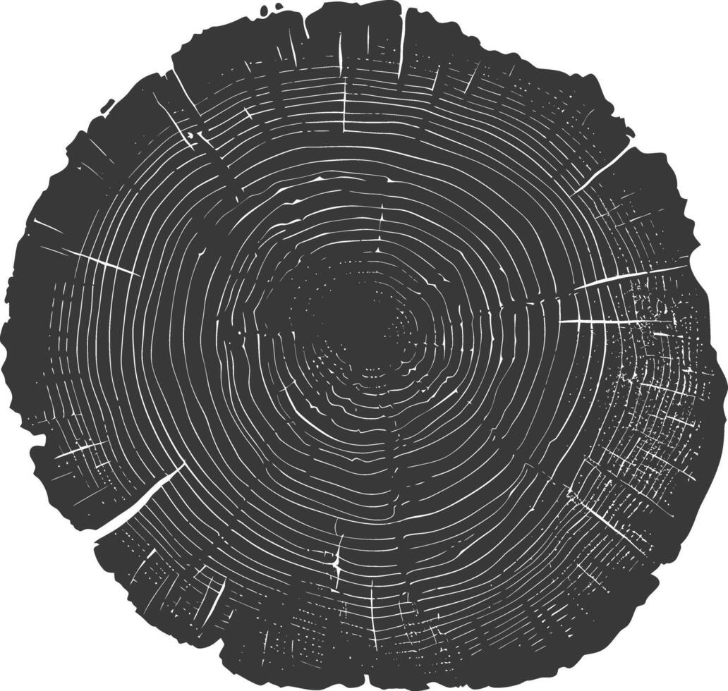 ai generato silhouette albero anelli legna nero colore solo vettore