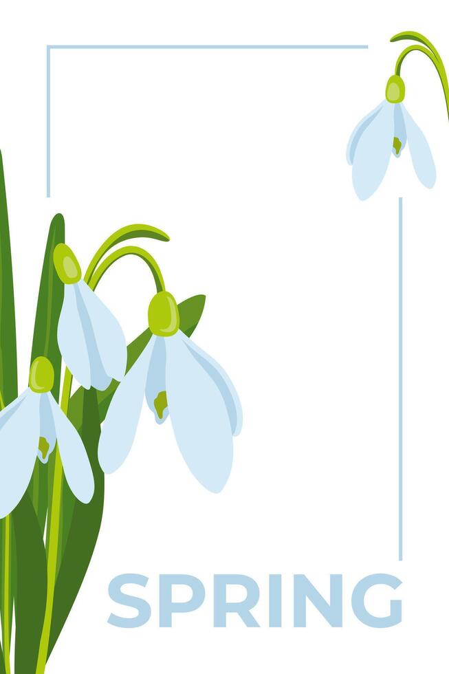 vettore illustrazione di Pasqua tema, mazzo di primavera fiori bucaneve, bianca fiori, mini cuffie e foglie, primavera festa modello su bianca sfondo