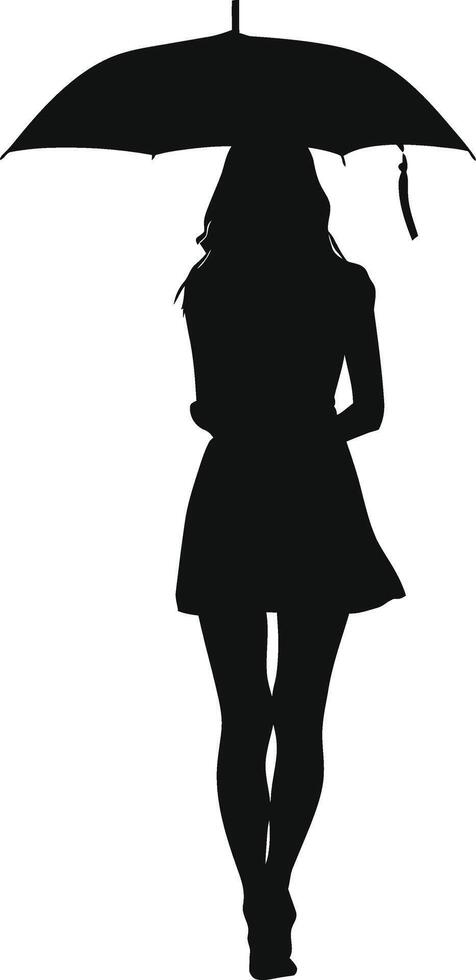 ai generato silhouette donna alunno con ombrello nero colore solo vettore