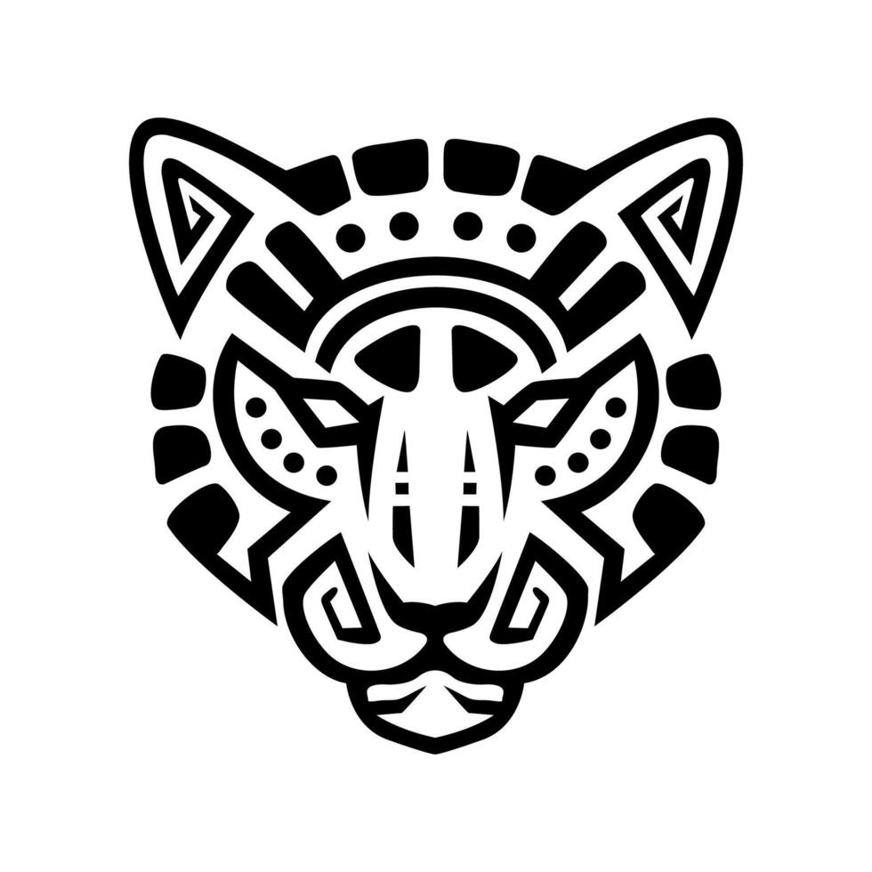 maya stile tigre testa logo design vettore