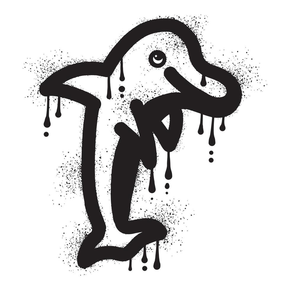 delfino salto con nero spray dipingere arte vettore