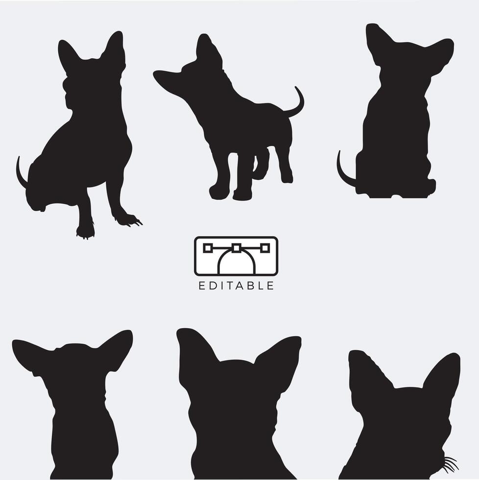 vettore piatto design chihuahua silhouette illustrazione