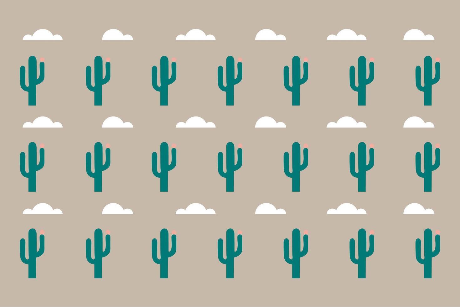 vettore pulito modello con cactus nube piatto moderno forme sfondo