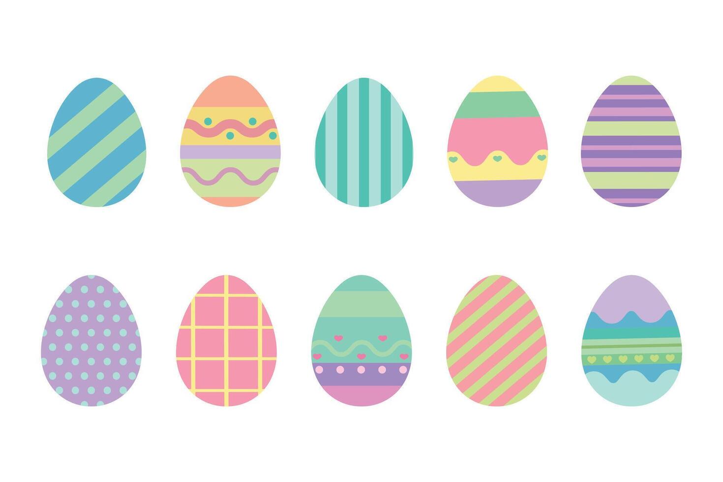 impostato di colorato Pasqua uova icone. Pasqua decorativo elementi con diverso modelli. vettore illustrazione