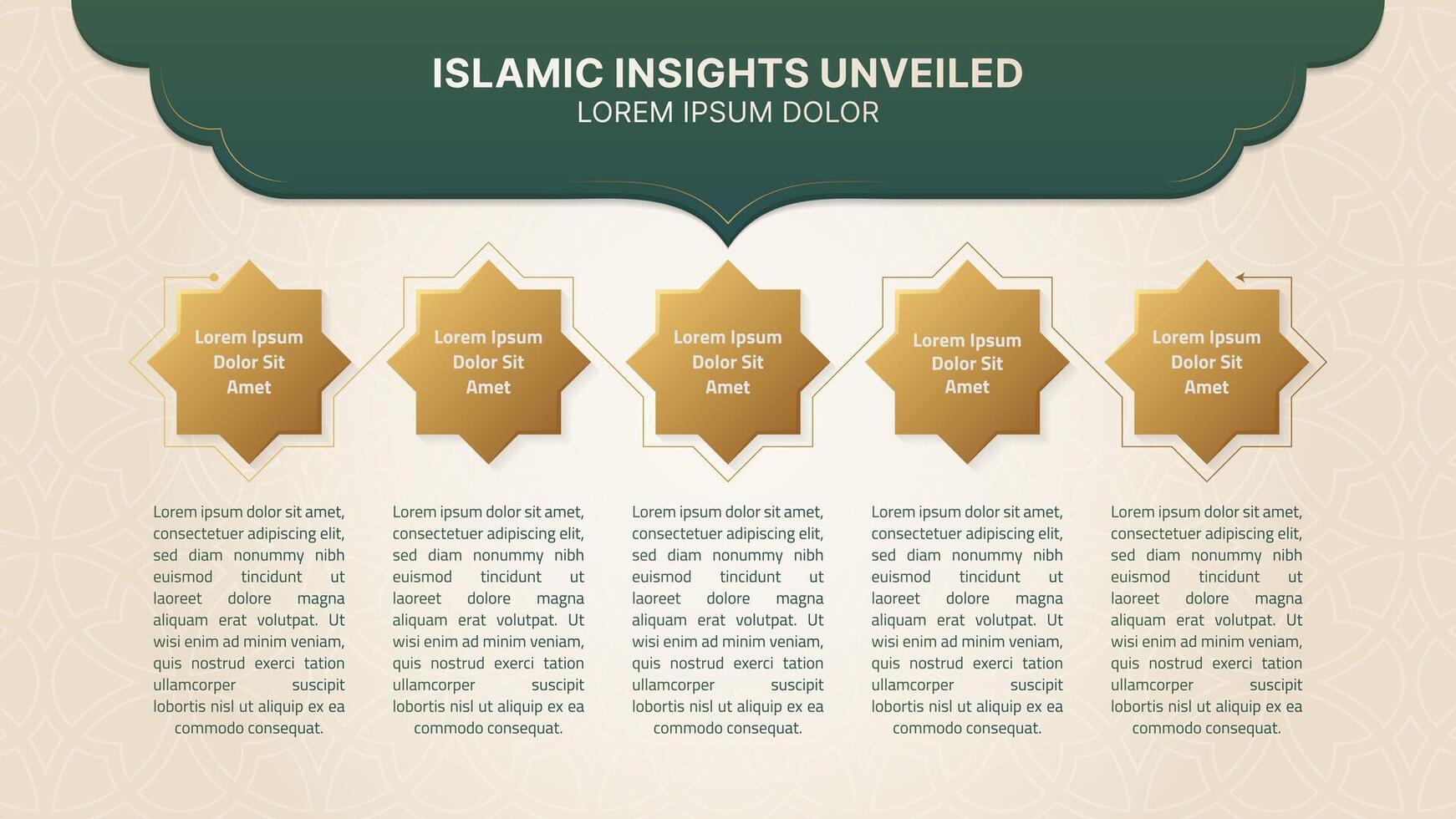 islamico Infografica design modello con Arabo design elementi e 5 dati punti opzioni vettore