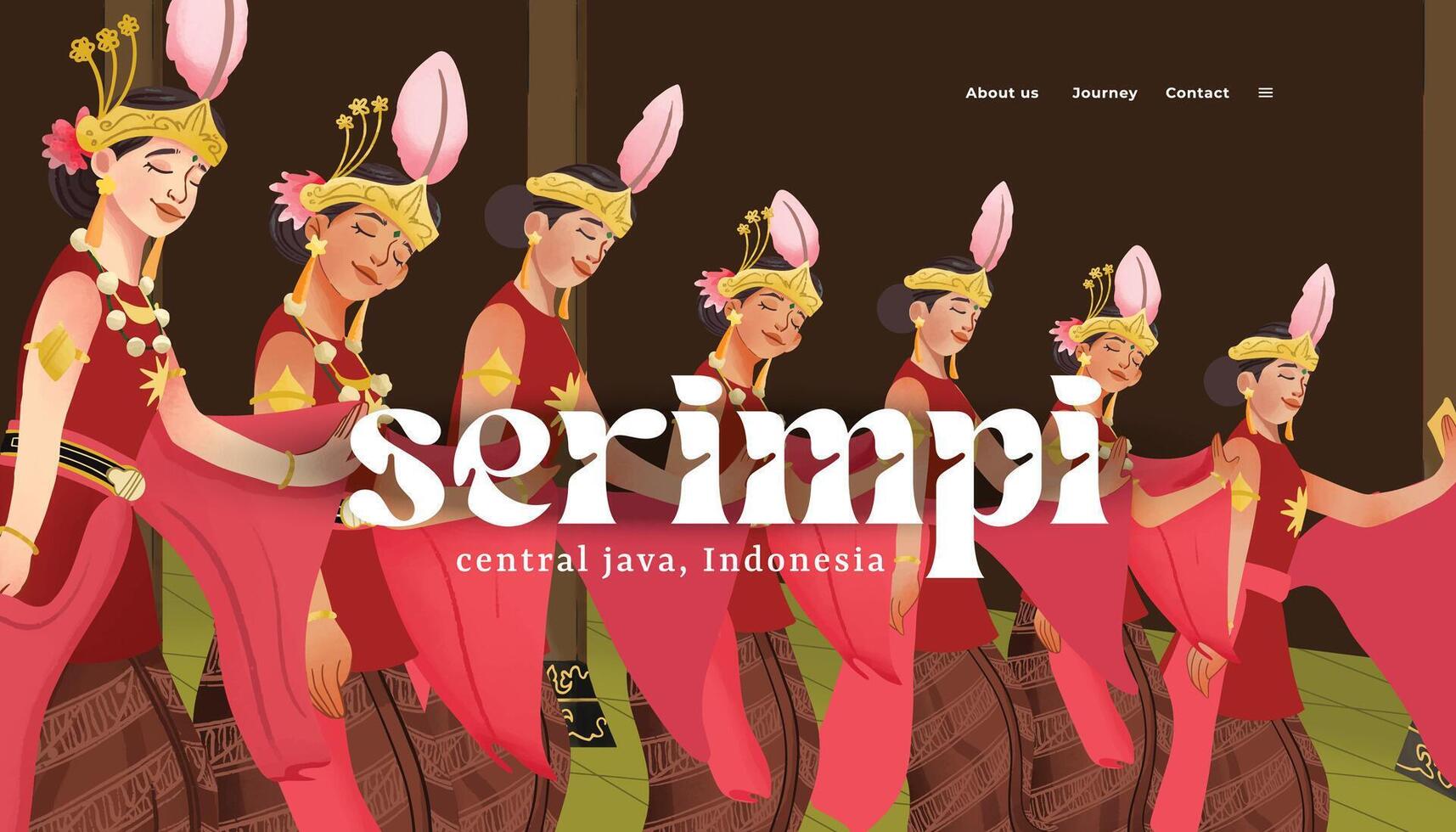 atterraggio pagina turismo evento disposizione con indonesiano cultura serimpi danza illustrazione vettore