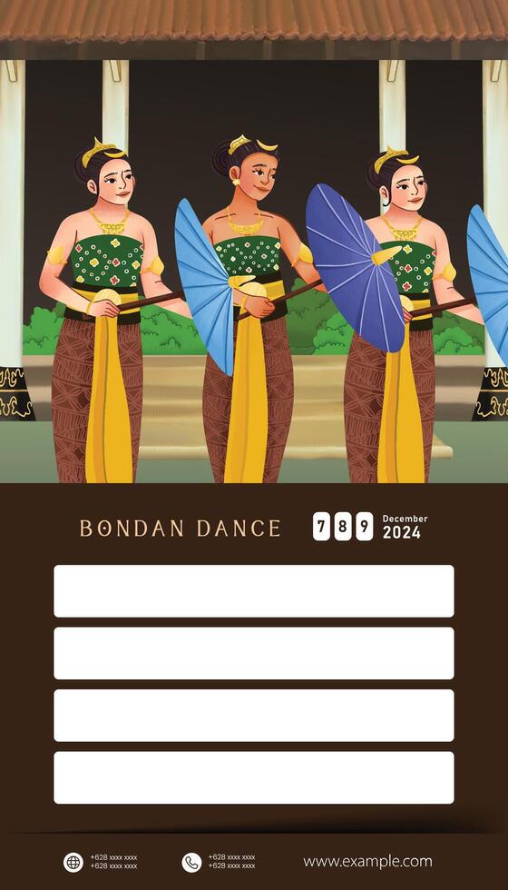 cellula ombroso illustrazione di indonesiano cultura bondan danza surakarta centrale Giava vettore