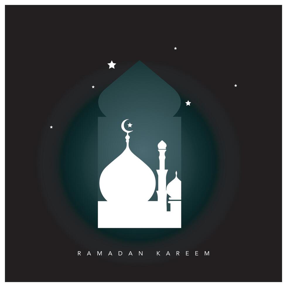 Ramadan kareem vettore illustrazione islamico saluto design linea moschea con Arabo modello lanterna e calligrafia