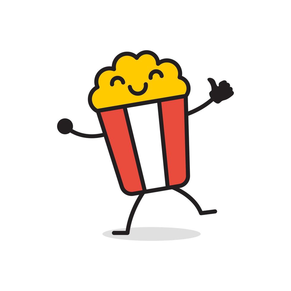 delizioso popcorn logo modello, con divertente personaggio cartone animato vettore