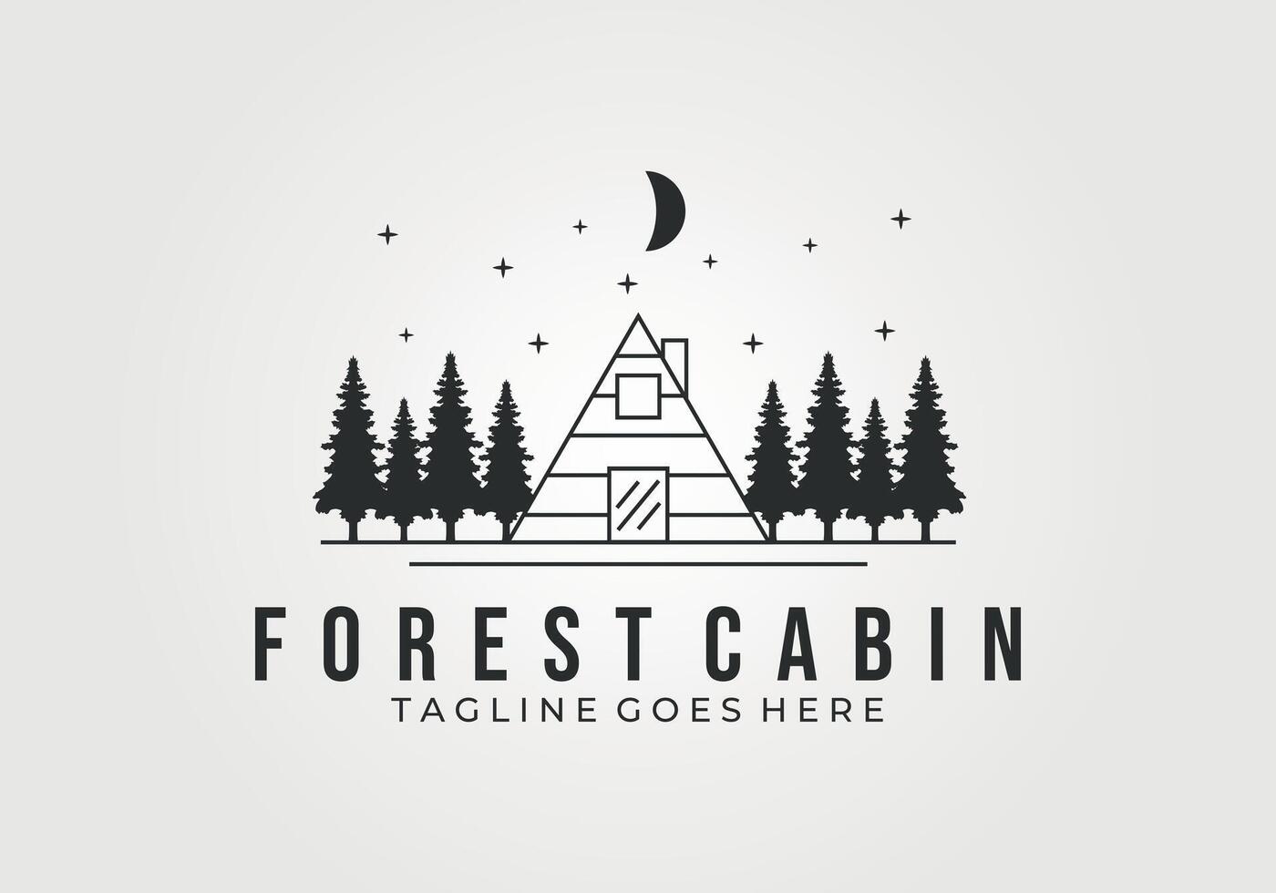 foresta cabina o Villetta logo linea arte vettore Vintage ▾ illustrazione design