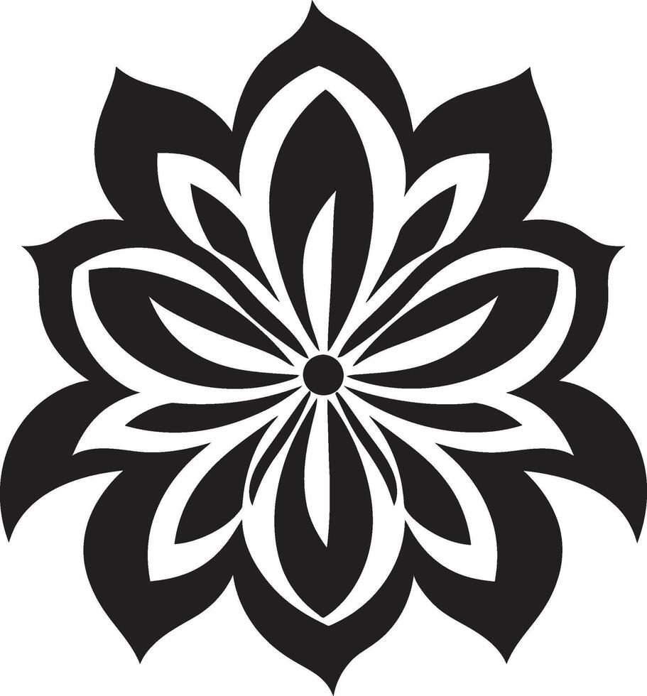 singolare fiorire marchio nero emblema dettaglio artistico petalo impressione monocromatico stile vettore