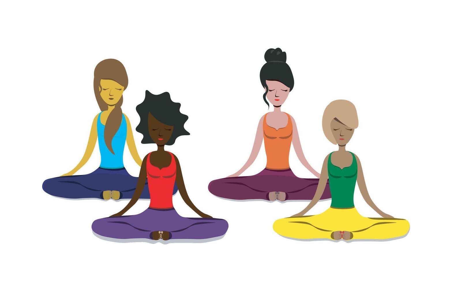 vettore gli sport yoga. diverso ragazze meditare, fare yoga