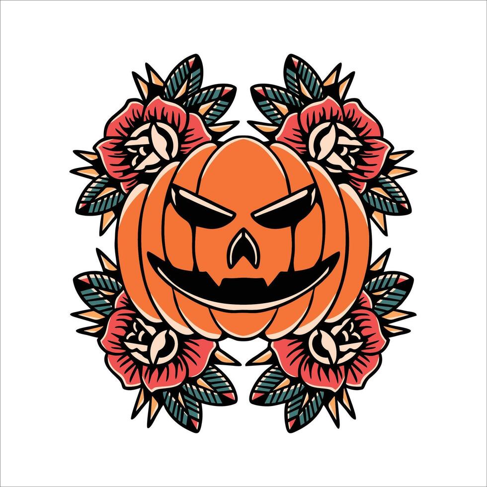 Halloween rosa tatuaggio vettore design