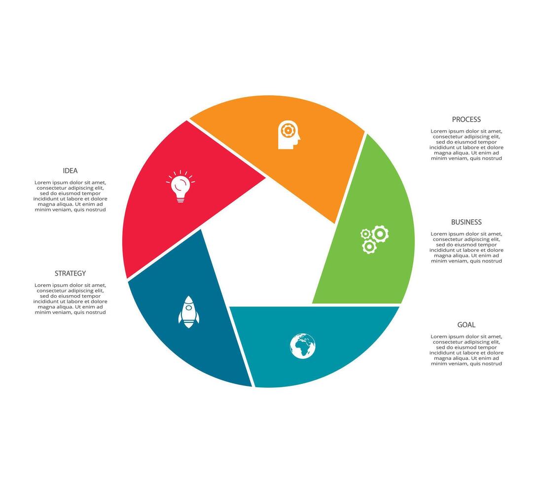 creativo concetto per Infografica con 5 passi, opzioni, parti o processi. attività commerciale dati visualizzazione. vettore