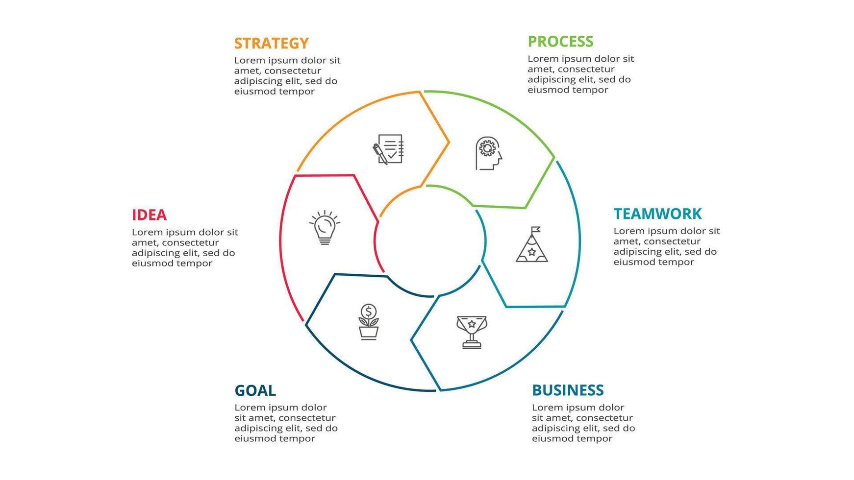 creativo concetto per Infografica con 6 passi, opzioni, parti o processi. attività commerciale dati visualizzazione. vettore