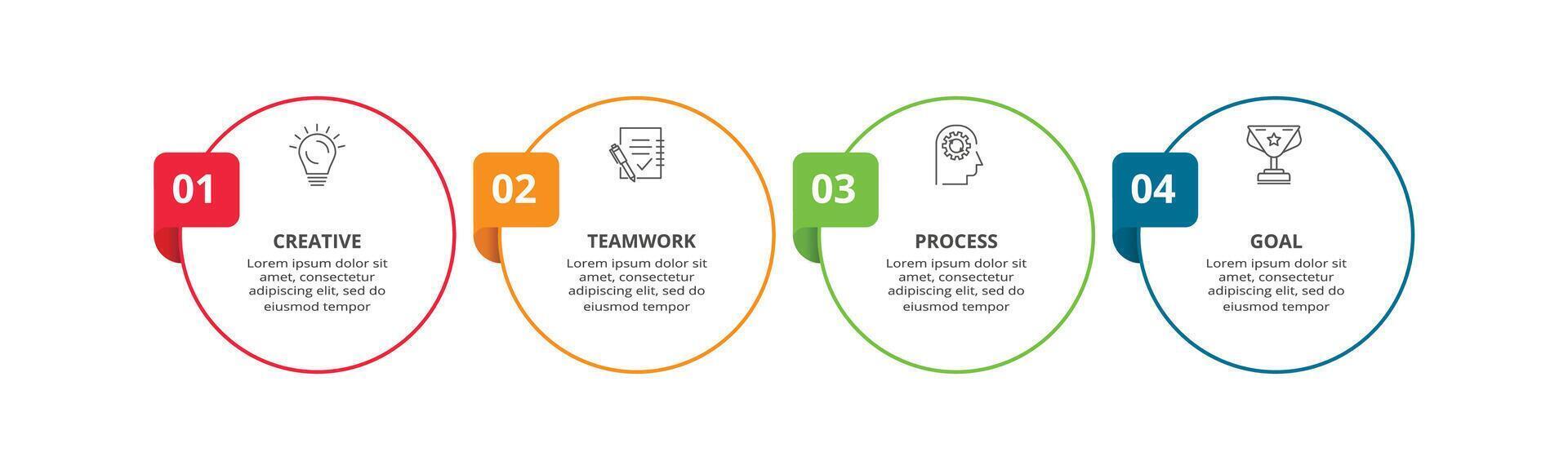 creativo concetto per Infografica con 4 passi, opzioni, parti o processi. attività commerciale dati visualizzazione. vettore