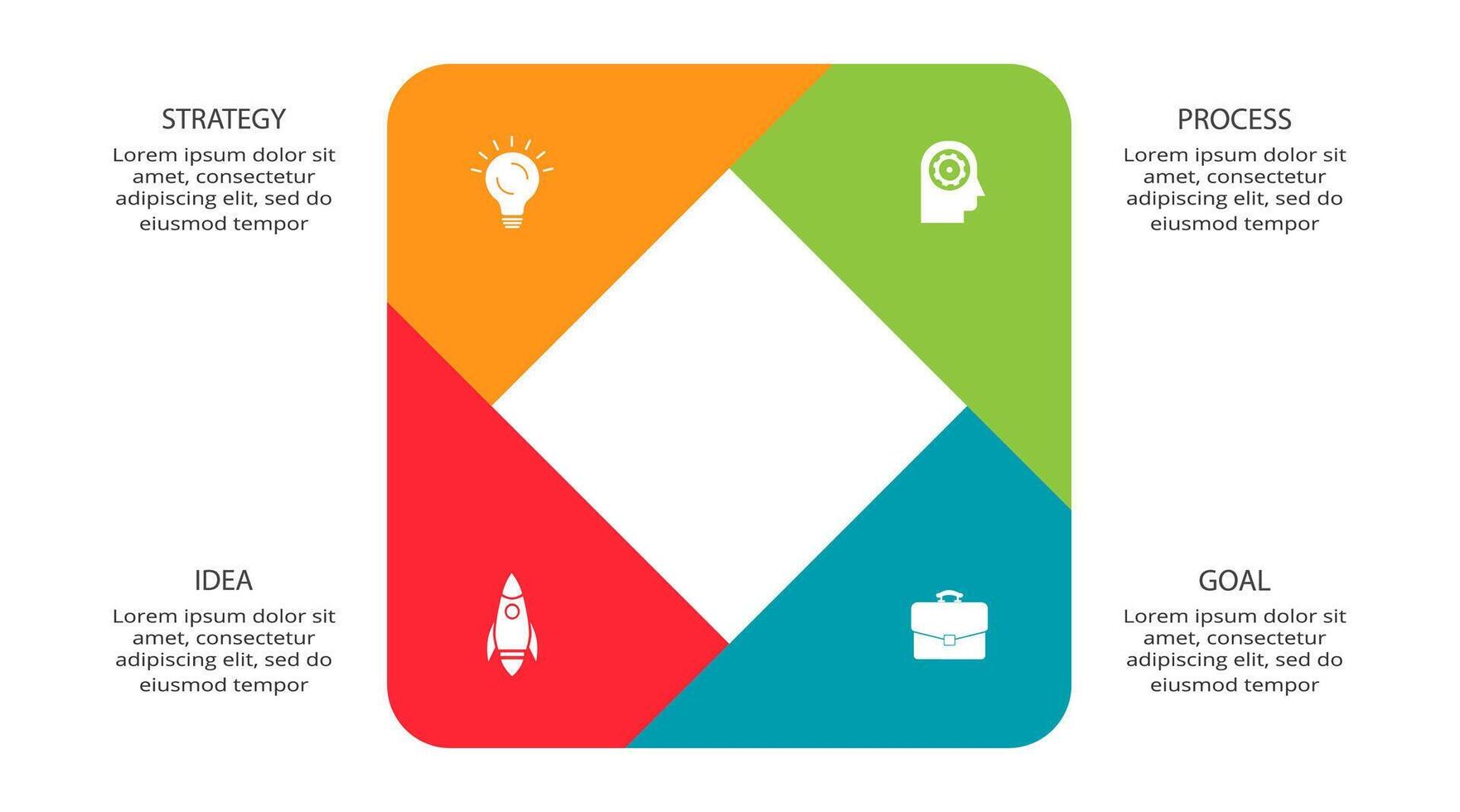 concetto creativo per infografica con 4 passaggi, opzioni, parti o processi. visualizzazione dei dati aziendali vettore