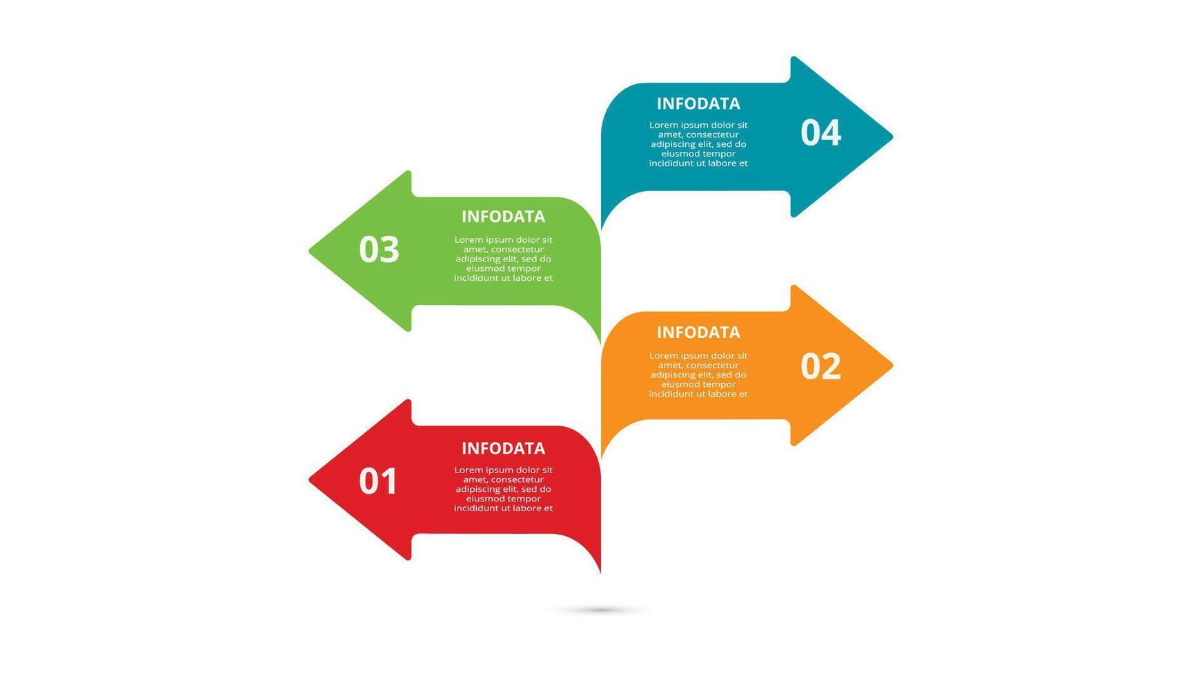 concetto creativo per infografica con 4 passaggi, opzioni, parti o processi. visualizzazione dei dati aziendali vettore