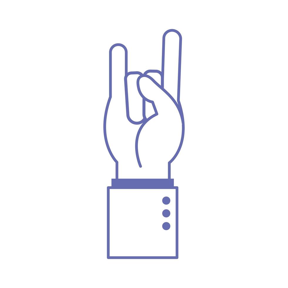 linea del linguaggio dei segni della mano rock e disegno vettoriale dell'icona di stile di riempimento