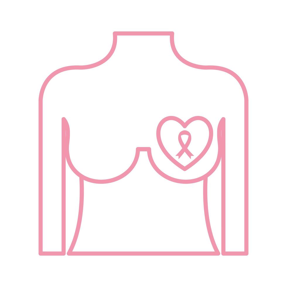 seno femminile con disegno vettoriale icona stile linea nastro