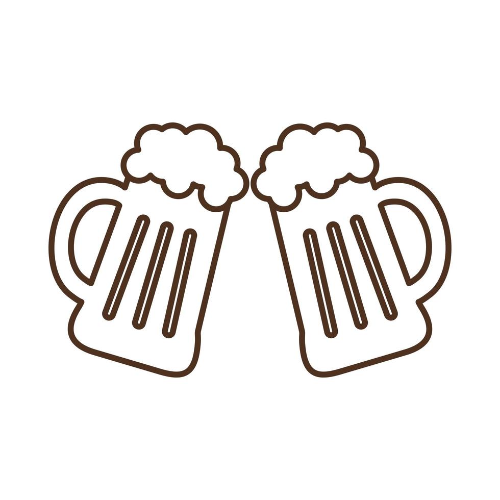 bicchieri da birra stile linea icona disegno vettoriale