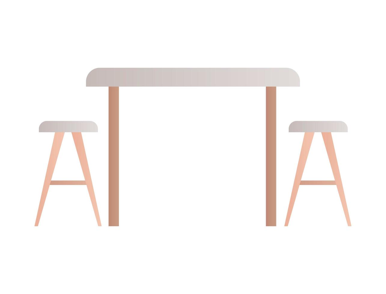 tavolo isolato con disegno vettoriale di sedie