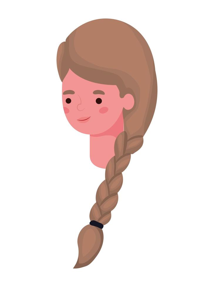 cartone animato donna con disegno vettoriale testa treccia