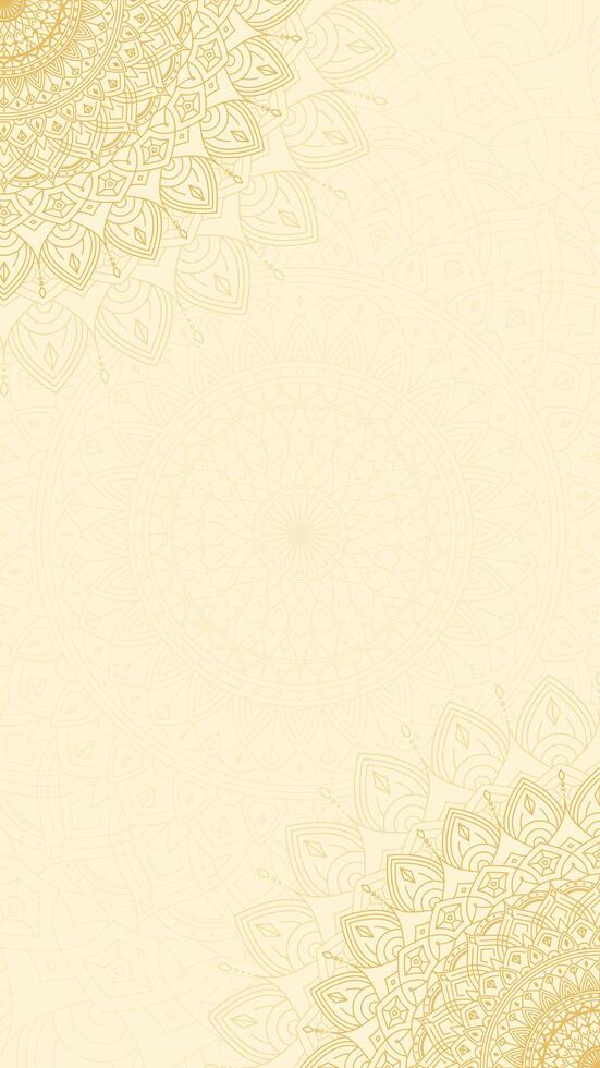 lussuoso ornamentale mandala modelli su un' vivace leggero oro vuoto verticale vettore sfondo