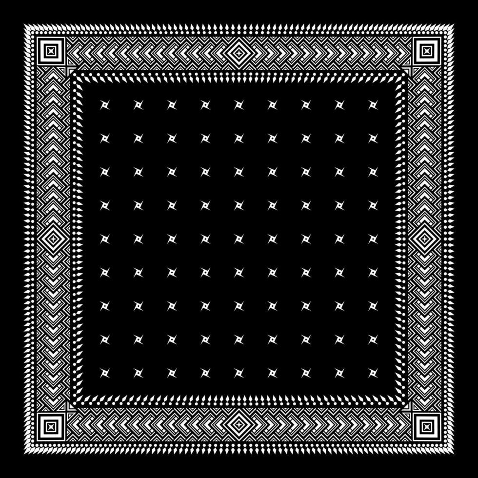 semplice nero bandana decorato con bianca geometrico ornamento quello può essere applicato per tessuti di vario colori vettore