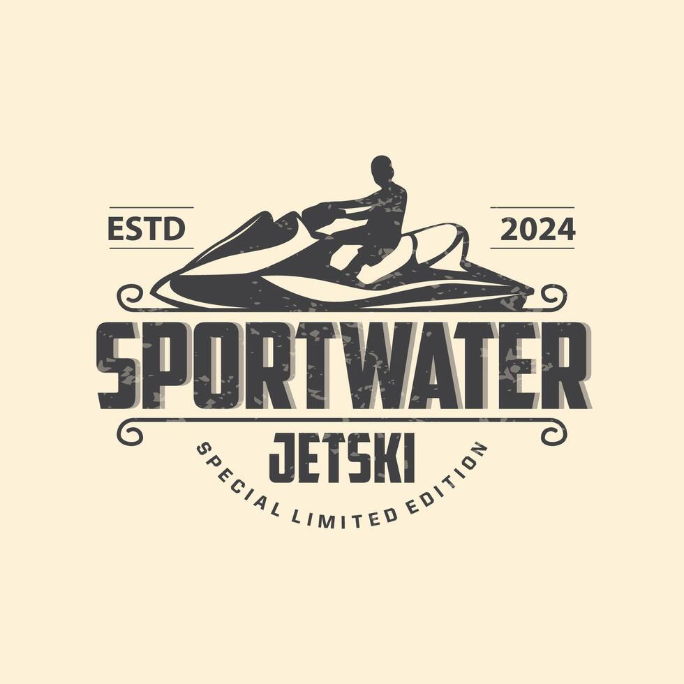 Jet sciare logo marino sport Moto d'acqua marca logo distintivo modello estremo acqua da corsa vettore attività commerciale design