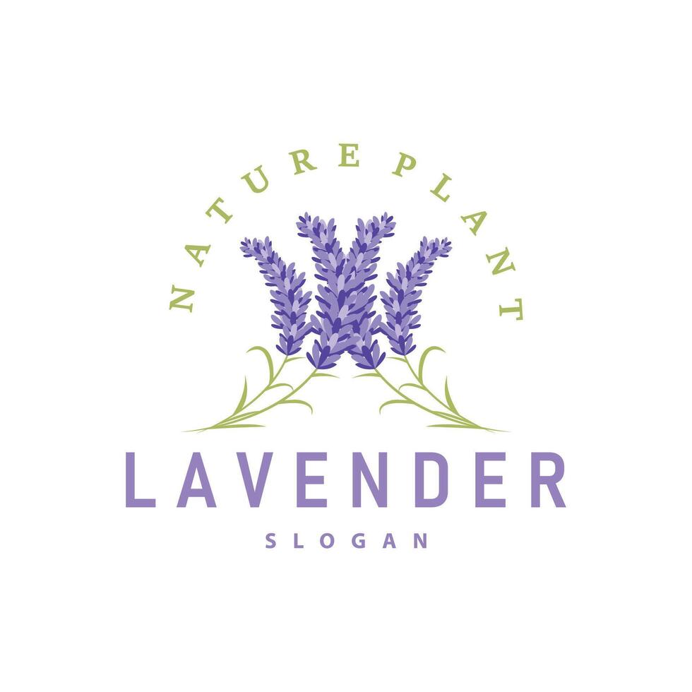 lavanda logo elegante viola fiore pianta illustrazione floreale ornamento design vettore