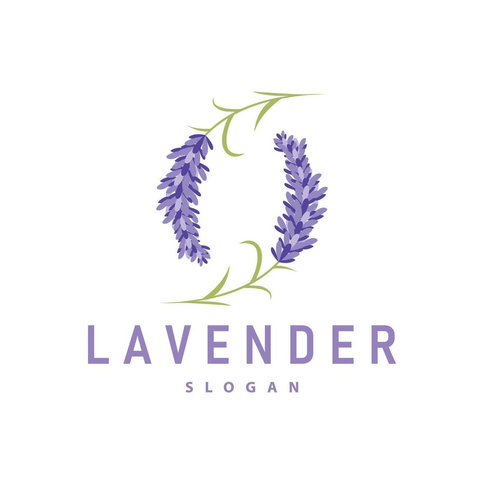 lavanda logo elegante viola fiore pianta illustrazione floreale ornamento design vettore