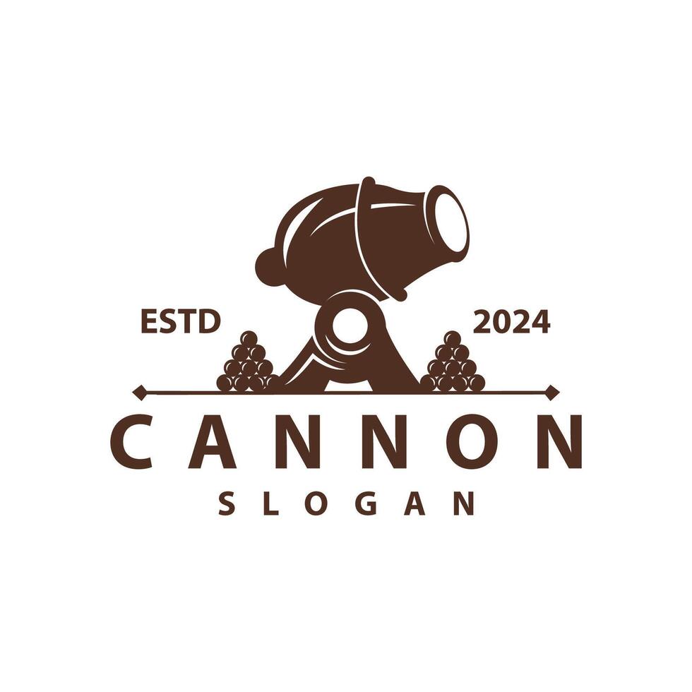 cannone logo, elegante semplice design retrò Vintage ▾ stile, guerra artiglieria vettore, illustrazione simbolo icona vettore